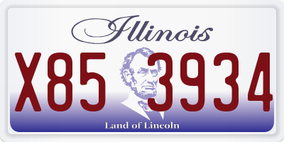 IL license plate X853934