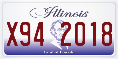 IL license plate X942018