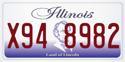 IL license plate X948982