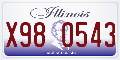 IL license plate X980543