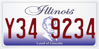 IL license plate Y349234