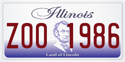 IL license plate Z001986
