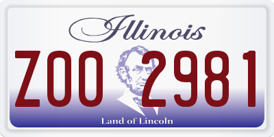 IL license plate Z002981