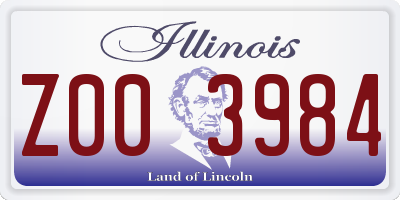 IL license plate Z003984