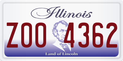 IL license plate Z004362