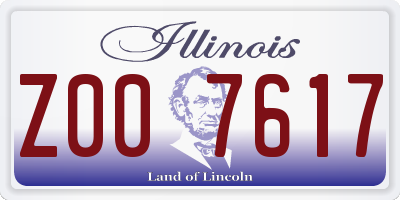 IL license plate Z007617
