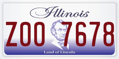 IL license plate Z007678