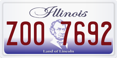 IL license plate Z007692