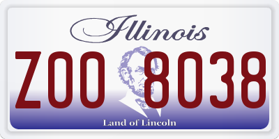 IL license plate Z008038