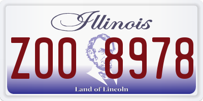 IL license plate Z008978