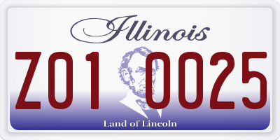 IL license plate Z010025
