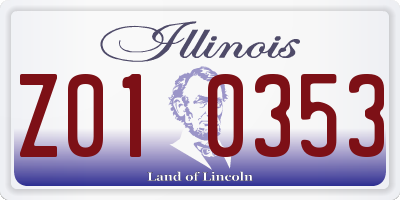 IL license plate Z010353