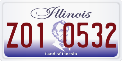 IL license plate Z010532