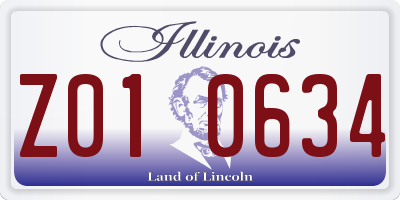 IL license plate Z010634