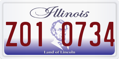 IL license plate Z010734