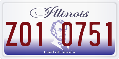 IL license plate Z010751