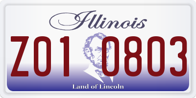 IL license plate Z010803