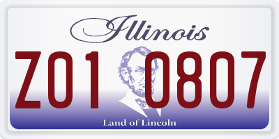 IL license plate Z010807