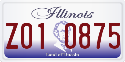 IL license plate Z010875