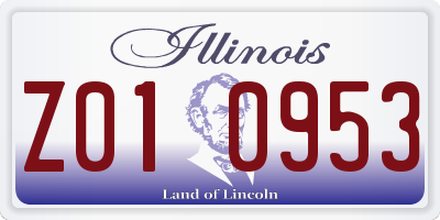 IL license plate Z010953
