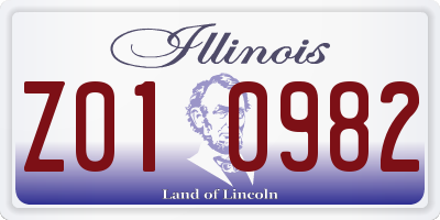 IL license plate Z010982