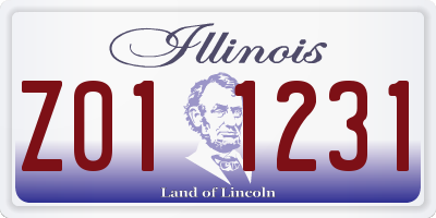 IL license plate Z011231