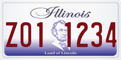 IL license plate Z011234