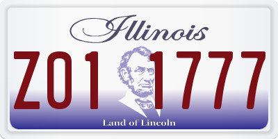 IL license plate Z011777