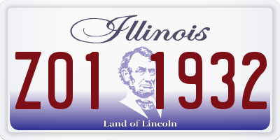 IL license plate Z011932