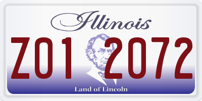 IL license plate Z012072