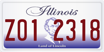 IL license plate Z012318