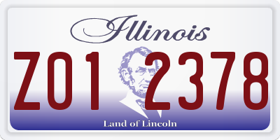 IL license plate Z012378