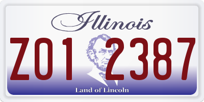 IL license plate Z012387