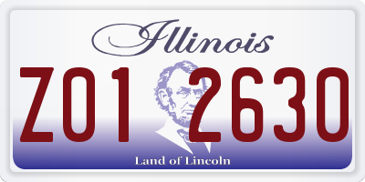 IL license plate Z012630