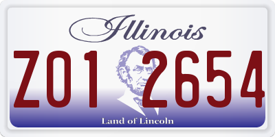 IL license plate Z012654