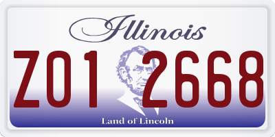 IL license plate Z012668