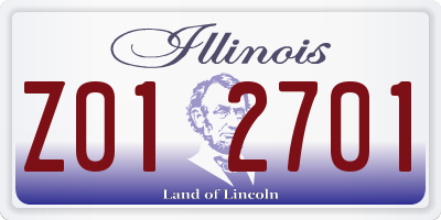 IL license plate Z012701