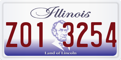 IL license plate Z013254