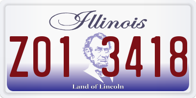 IL license plate Z013418