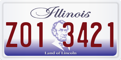 IL license plate Z013421