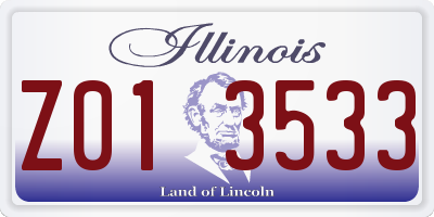 IL license plate Z013533