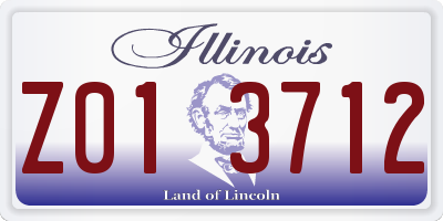 IL license plate Z013712
