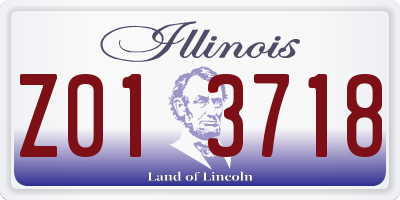 IL license plate Z013718