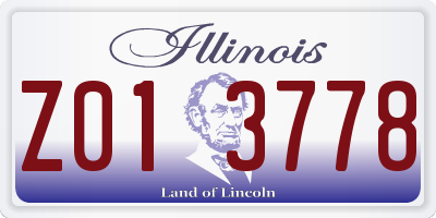 IL license plate Z013778