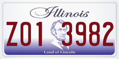 IL license plate Z013982