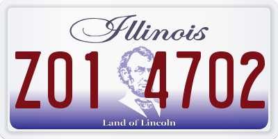 IL license plate Z014702
