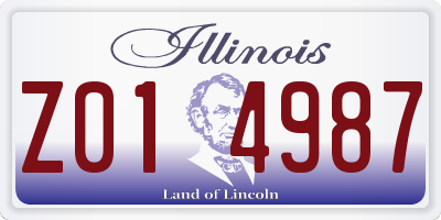 IL license plate Z014987