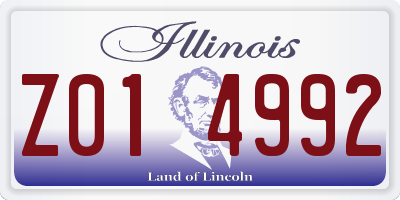 IL license plate Z014992