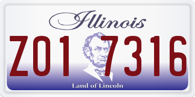 IL license plate Z017316