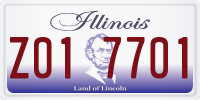 IL license plate Z017701